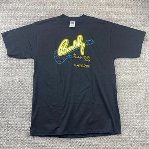 Vintage 90s Tultex Shirt Men Extra Large XL Black The Buddy Holly Story T-Shirt